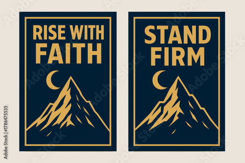 Resilient Faith Banners. Resilient Faith. Two vertical A6 banners with safe margins, centered composition, no elements touching edges, bold, navy and gold,
