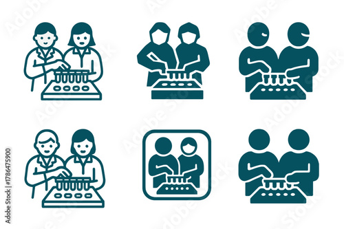 Laboratory Logo Variations. Laboratory assistants performing hands-on tasks. Set Logo of Laboratory assistants performing hands-on tasks: handling PCR tube