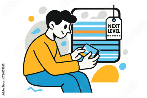 Gaming on the Train. Playing a mobile game on the go ? Cozy train window. Reflections and parallel tracks become abstract stripes as the player focuses. A soft