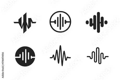 Studio Logo Variations. Recording and producing vocal tracks in the studio. Set Logo of Recording and producing vocal tracks in the studio: vocal frequency