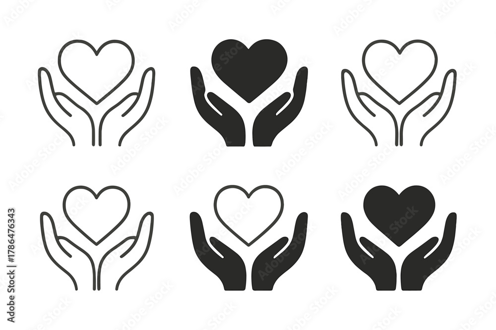 Obraz premium Nurturing Heart Logos. Nurturing relationships and emotional connections. Set Logo of nurturing relationships and emotional connections: heart within open