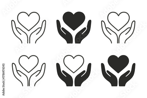 Nurturing Heart Logos. Nurturing relationships and emotional connections. Set Logo of nurturing relationships and emotional connections: heart within open