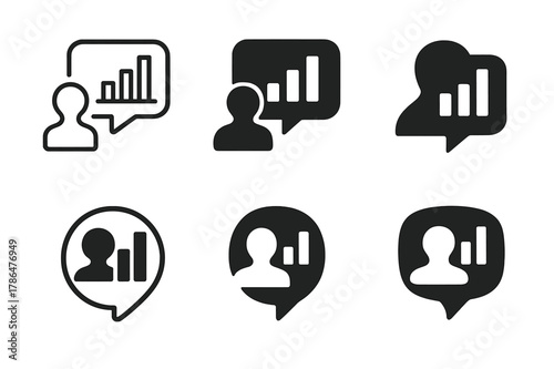 Political Logo Variations. Political communication. Set Logo of Political communication: public opinion poll chart. Icon set. harmonious logo variations of the