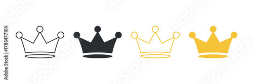 Transparent background crown vector design for royal elegant decoration with vintage style in clean composition isolated