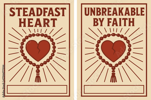 Unbreakable Heart Banners. Unbreakable Heart. Two vertical A6 banners with safe margins, centered composition, no elements touching edges, retro, red and