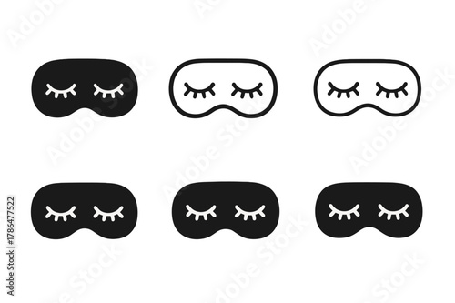 Peaceful Slumber Logos. Peaceful slumber. Set Logo of Peaceful slumber: sleeping mask with closed lashes. Icon set. harmonious logo variations of the same