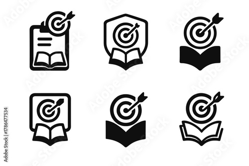 Study Motivation Logos. Study motivation. Icon set. Set Logo of Study motivation: study goals vision board. harmonious logo variations of the same emblematic