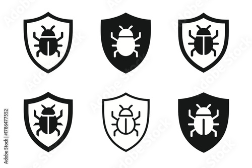 Cybersecurity Logo Variations. Cybersecurity protocols. Set Logo of cybersecurity protocols: malware shield. Icon set. harmonious logo variations of the same