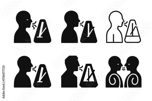 Music Therapy Logos. Music therapy for health. Set Logo of music therapy for health: group breathing with metronome. Icon set. harmonious logo variations of