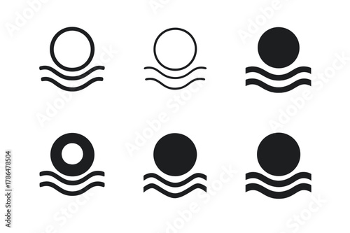 Mindfulness Logo Variations. Mindfulness in Design. Set Logo of Mindfulness in Design: focus dot with calm waves. Icon set. harmonious logo variations of the