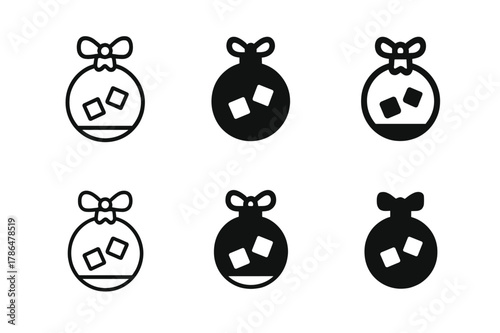 Advent Calendar Logos. Christmas advent calendar ideas. Set Logo of christmas advent calendar ideas: ornament surprise baubles. Icon set. harmonious logo