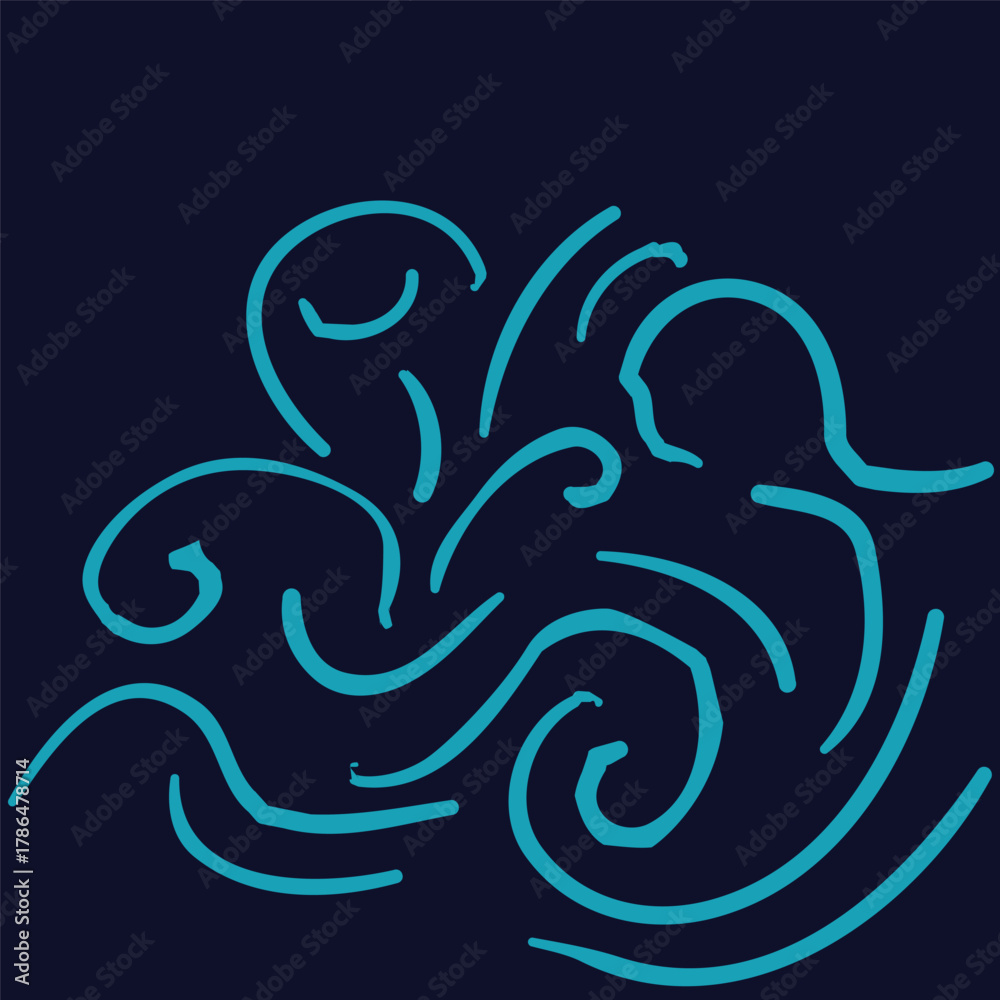 Obraz premium Abstract shape doodle icon concept on dark backdrop