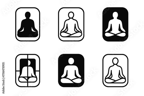 Mindful Logo Variations. Mindfulness in Design. Set Logo of Mindfulness in Design: breathing space margin icon. Icon set. harmonious logo variations of the