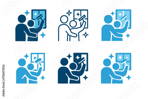 Home Care Logos. Volunteering to help a family member with home maintenance tasks. Set Logo of volunteering to help a family member with home maintenance