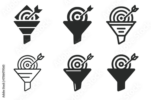 Harmonious Logo Variations. Differentiated instruction. Icon set. Set Logo of Differentiated instruction: curriculum compacting funnel and target. harmonious