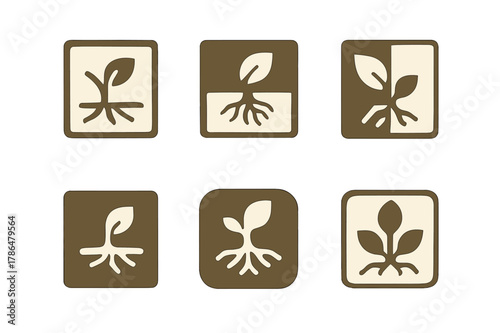 Eco Logo Variations. Inspirational design with ecology materials trend. Icon set. Set Logo of Inspirational design with ecology materials trend: mycelium
