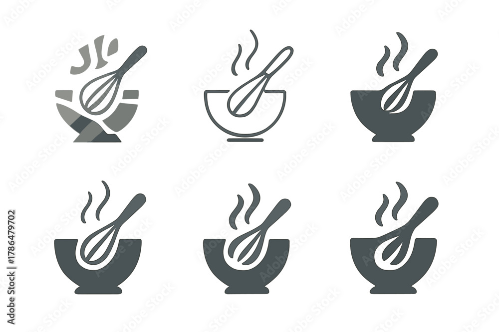 Fototapeta premium Cookie Baking Logos. Baking fresh cookies and enjoying the smell of them. Set Logo of Baking fresh cookies and enjoying the smell of them: whisk and mixing