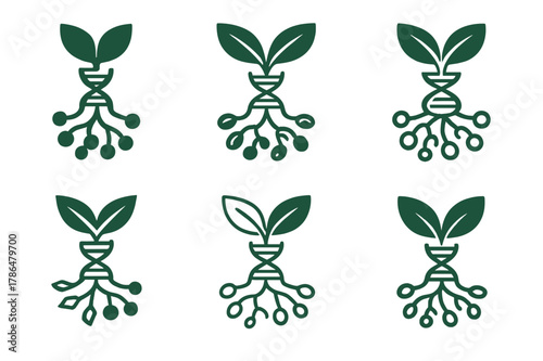 Genetic Engineering Icons. Genetic engineering for environmental resilience. Icon set. Set Logo of Genetic engineering for environmental resilience: