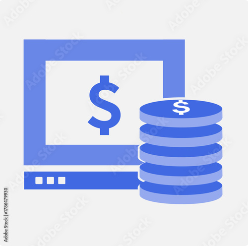 Online Payment & Earnings Icon- Flat Monetization icon