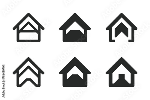 Attic Storage Plan. Reorganizing the attic for more storage. Set Logo of attic floor plan outline: Minimal outline, Abstract geometric, Filled silhouette,
