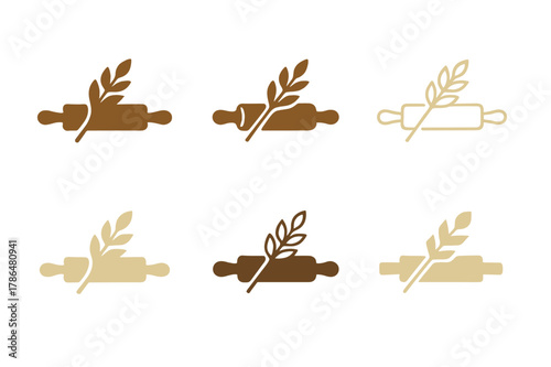 Village Festival Logos. A rural village festival with homemade jams and baked goods for sale. Set Logo of A rural village festival with homemade jams and baked