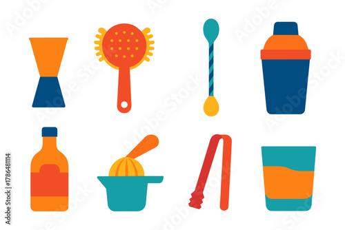 Colorful bartender tools for creative cocktails and mixology enthusiasts