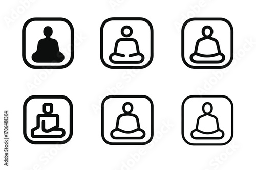 Mindful Logo Variations. Mindfulness in Design. Set Logo of Mindfulness in Design: breathing space margin icon. Icon set. harmonious logo variations of the