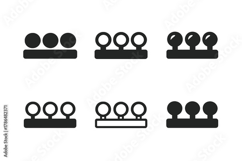 Vanity Light Icons. Vanity light bulb. Icon set. Set Logo of vanity light bulb: classic globe bulb cluster. harmonious logo variations of the same emblematic