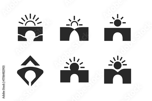 Resilience Icon Series. Life after a personal failure or disappointment. Icon set. Set Logo of Life after a personal failure or disappointment: bridge over