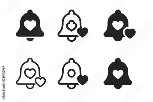 Social Media Impact Icons. The impact of social media on friendships. Set Logo of the impact of social media on friendships: notification bell with heart. Icon