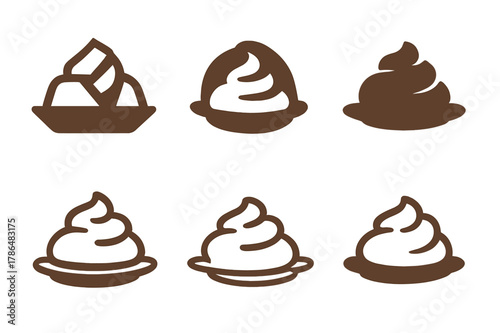 Mashed Potato Icons. Mashed potato mound. Icon set. Set Logo of mashed potato mound: holiday mashed potato dish. harmonious logo variations of the same