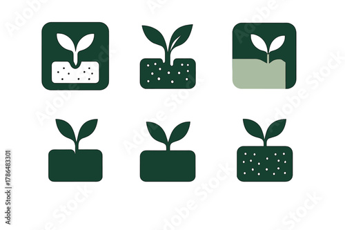 Eco Logo Variations. Inspirational design with ecology materials trend. Icon set. Set Logo of Inspirational design with ecology materials trend: mycelium