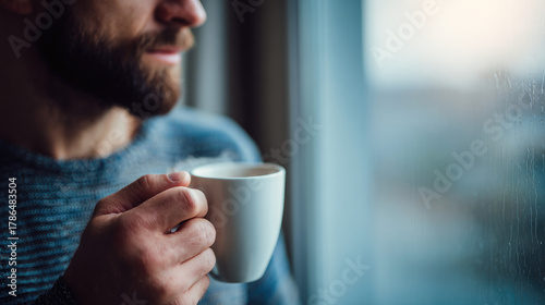 Man holding cup of coffee n...