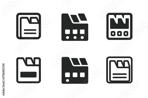 Workspace Logo Variations. Tidying workspace. Icon set. Set Logo of tidying workspace: labeled file folders. harmonious logo variations of the same emblematic