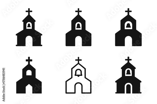 Christian Emblem Variations. Christianity and its influence on Western culture. Set Logo of Christianity and its influence on Western culture: church bell
