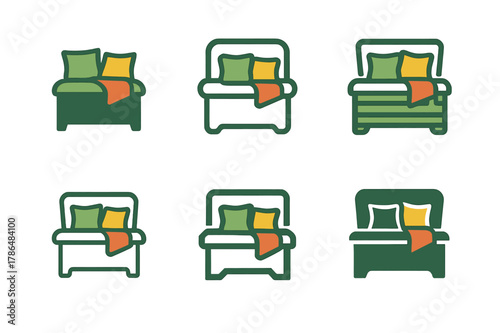 Colorful Garden Logos. Adding colorful outdoor cushions and throws to a garden seating area. Set Logo of storage bench: flip-top bench with weatherproof seat