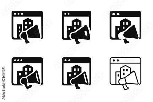 Emblematic Logo Variations. Building a brand through digital content and advertising. Icon set. Set Logo of Building a brand through digital content and