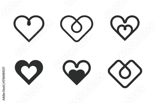 Connected Hearts Logos. Nurturing relationships and emotional connections. Set Logo of nurturing relationships and emotional connections: connected hearts.