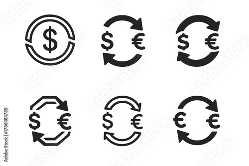 Multinational Logo Variations. Multinational companies. Set Logo of Multinational companies: currency exchange circle. Icon set. harmonious logo variations of