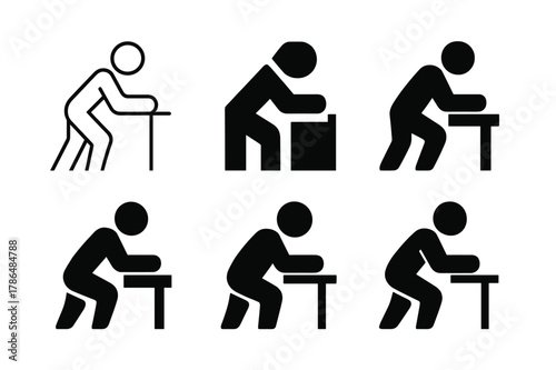 Leadership Icons Collection. Body language in leadership. Icon set. Set Logo of Body language in leadership: forward lean. harmonious logo variations of the