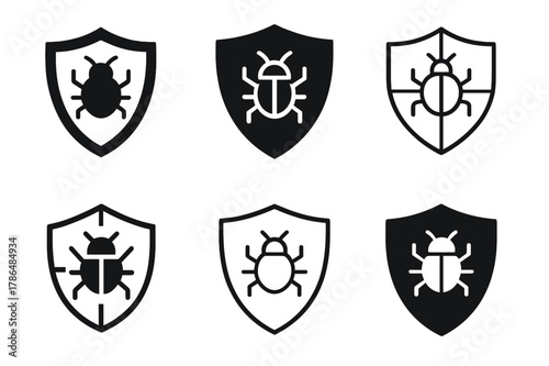 Cybersecurity Logo Variations. Cybersecurity protocols. Set Logo of cybersecurity protocols: malware shield. Icon set. harmonious logo variations of the same