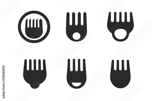 Fade Haircut Logo Variations. Hairstyle step-by-step guide poster. Set Logo of hairstyle step-by-step guide poster: fade haircut clipper guards. Icon set.