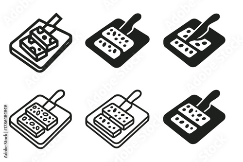 Granola Logo Variations. Baking a batch of granola bars for on-the-go snacks. Set Logo of baking a batch of granola bars for on-the-go snacks: sliced granola