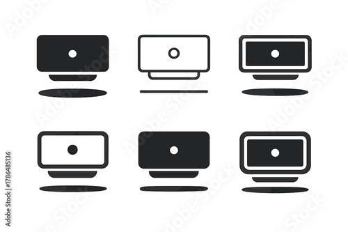 Side Table Logo Variations. Side table drawer. Set Logo of side table drawer: floating drawer with shadow base. Icon set. harmonious logo variations of the