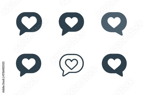Mental Health Icons. Mental health and self-awareness. Icon set. Set Logo of Mental health and self-awareness: therapy chat bubbles with heart. harmonious logo