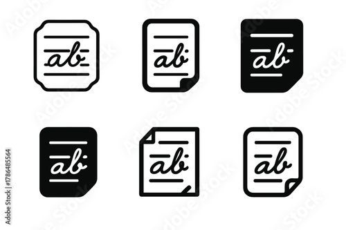 Cursive Logo Variations. Handwriting practice worksheet. Set Logo of Handwriting practice worksheet: cursive alphabet guide sheet. Icon set. harmonious logo