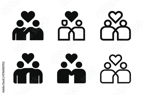 Shoulder Support Logos. Offering a shoulder to lean on during a tough situation. Icon set. Set Logo of offering a shoulder to lean on during a tough situation: