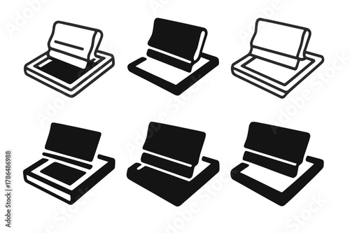 Screen Printing Icons. Screen printing. Set Logo of Screen printing: silk screen frame. Icon set. harmonious logo variations of the same emblematic concept,