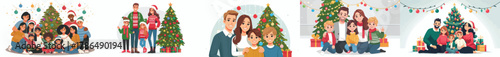 vector family gathering together celebrating Christmas