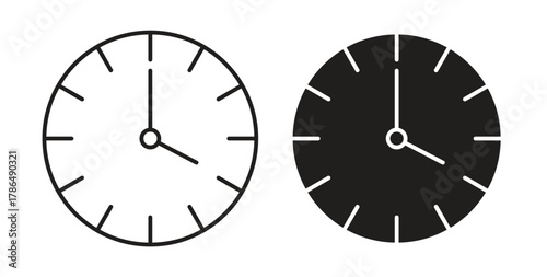 Clock two icon with line and silhouette versions.